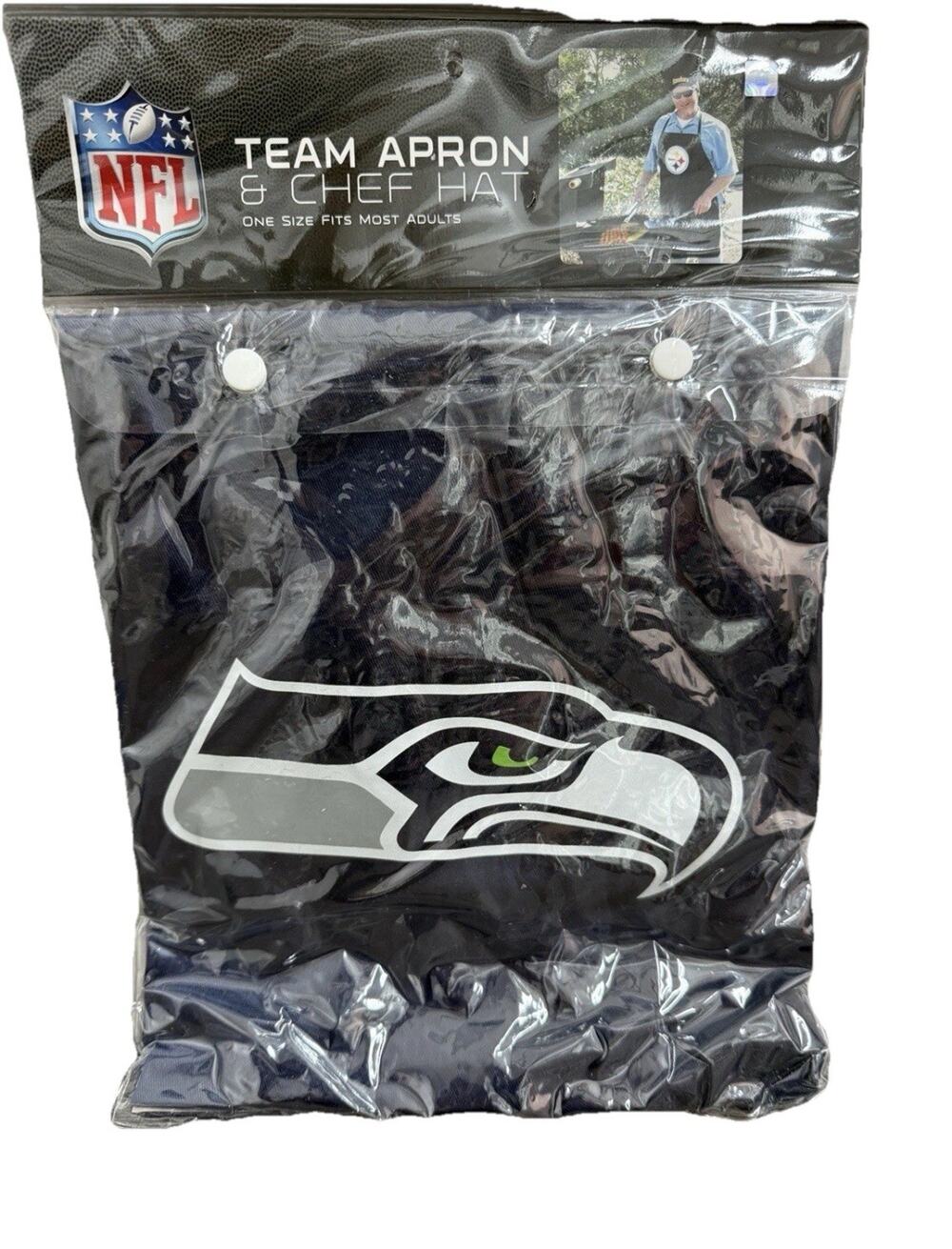 Seattle Seahawks NFL Team Apron & Chef Hat One Size Adults Brand New Packaging